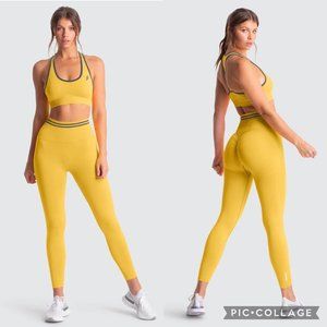 DoYouEven Sunny Yellow Scrunch Seamless Workout Set L